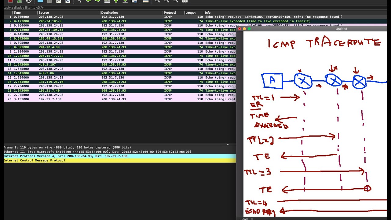 ICMP Traceroute in Wireshark