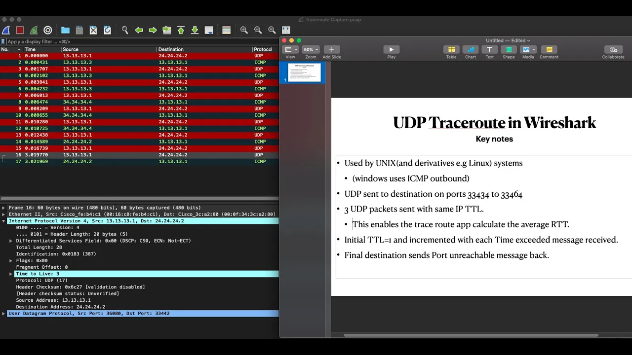 UDP Traceroute in Wireshark