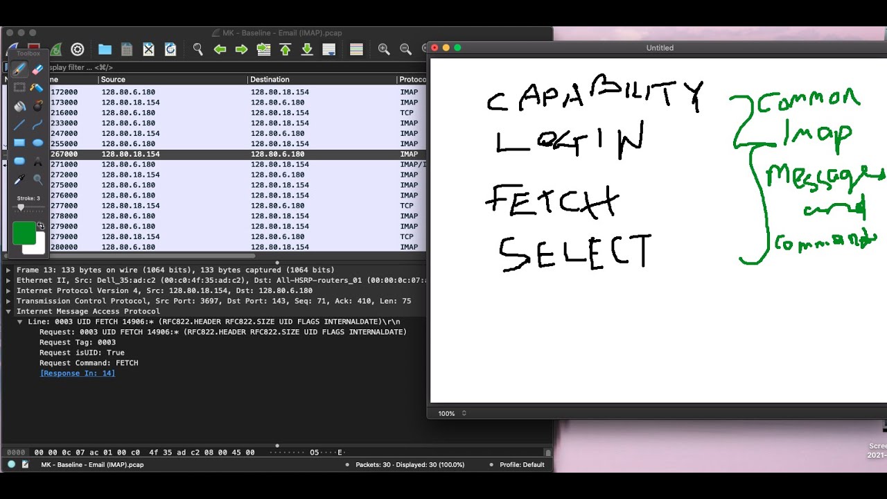 IMAP protocol in Wireshark