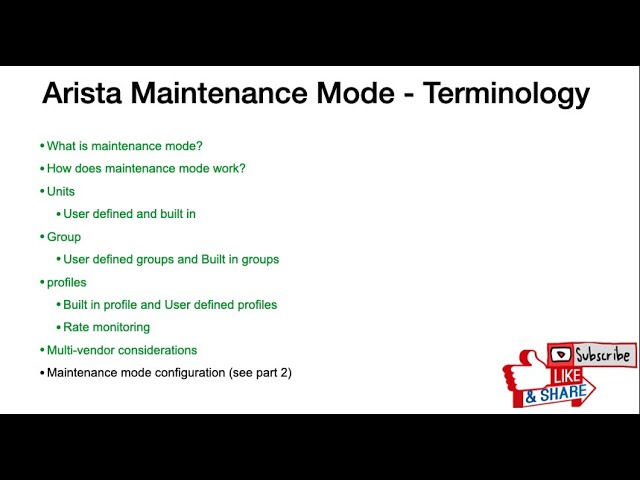 Arista Maintenance Mode - Terminology